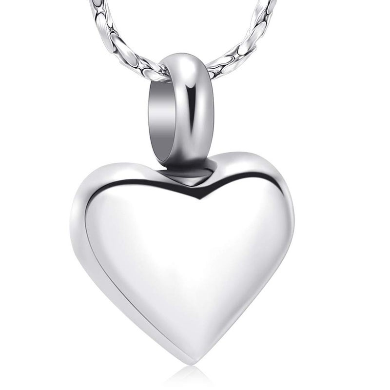 Imrsanl Small Heart Urn Necklace for Ashes Cremation Jewelry for Women Stainless Steel Pendant Memorial Ash Holder Loved Ones Keepsake (Silver) - Image 1